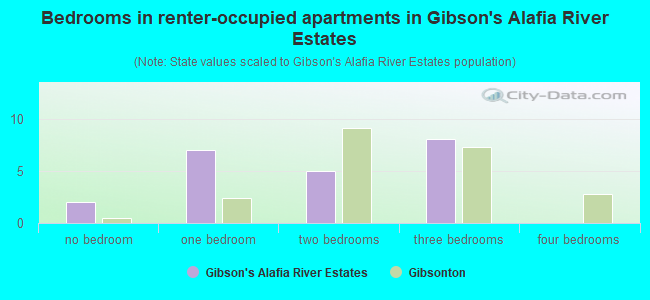 Bedrooms in renter-occupied apartments in Gibson's Alafia River Estates