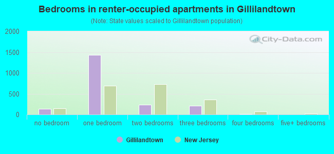 Bedrooms in renter-occupied apartments in Gillilandtown