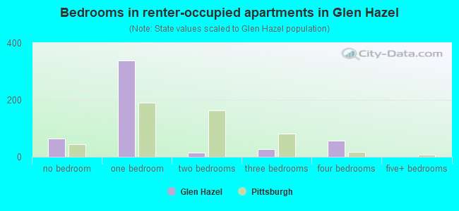 Bedrooms in renter-occupied apartments in Glen Hazel