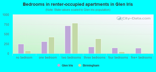 Bedrooms in renter-occupied apartments in Glen Iris