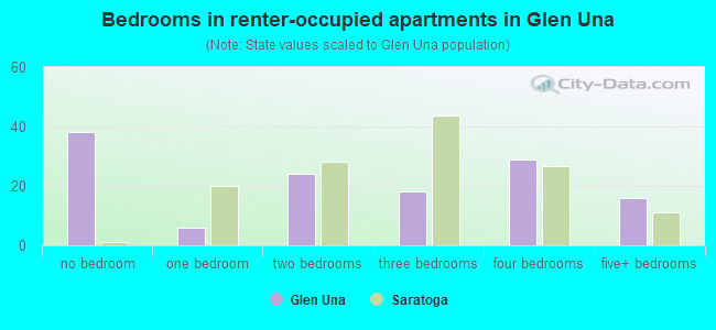 Bedrooms in renter-occupied apartments in Glen Una