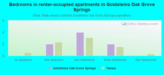 Bedrooms in renter-occupied apartments in Goidsteins Oak Grove Springs
