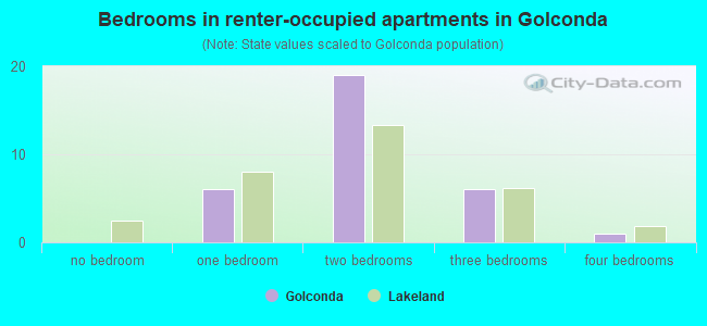 Bedrooms in renter-occupied apartments in Golconda