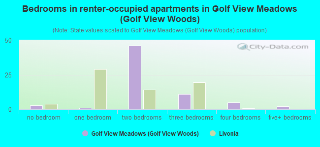 Bedrooms in renter-occupied apartments in Golf View Meadows (Golf View Woods)