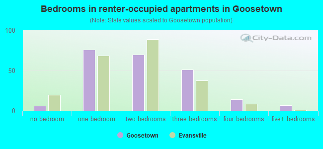 Bedrooms in renter-occupied apartments in Goosetown
