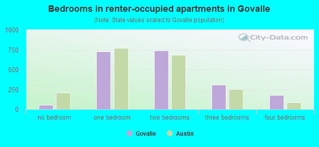 Bedrooms in renter-occupied apartments in Govalle