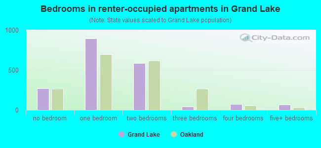 Bedrooms in renter-occupied apartments in Grand Lake