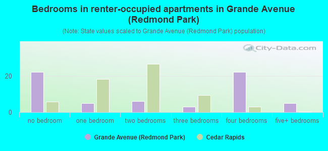 Bedrooms in renter-occupied apartments in Grande Avenue (Redmond Park)