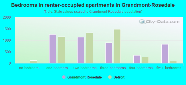 Bedrooms in renter-occupied apartments in Grandmont-Rosedale