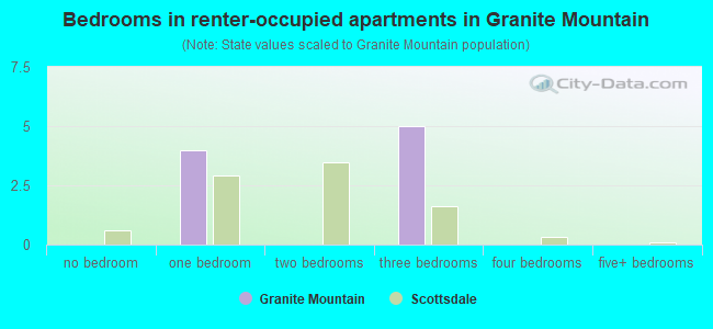 Bedrooms in renter-occupied apartments in Granite Mountain