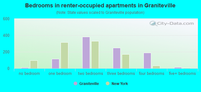 Bedrooms in renter-occupied apartments in Graniteville