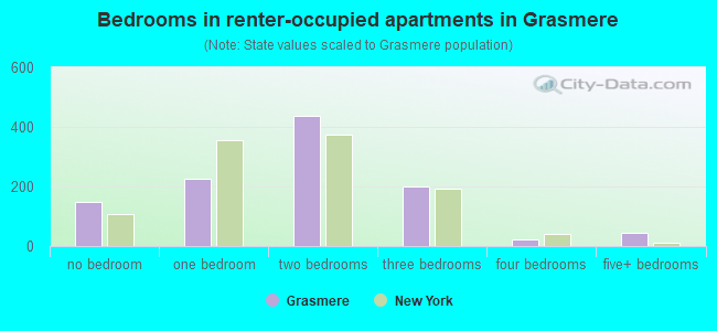 Bedrooms in renter-occupied apartments in Grasmere