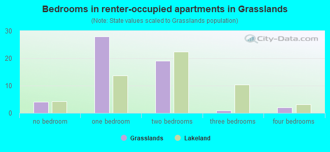 Bedrooms in renter-occupied apartments in Grasslands