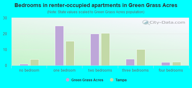 Bedrooms in renter-occupied apartments in Green Grass Acres