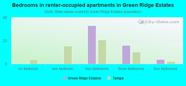 Bedrooms in renter-occupied apartments in Green Ridge Estates
