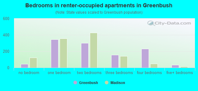 Bedrooms in renter-occupied apartments in Greenbush
