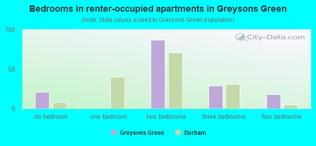 Bedrooms in renter-occupied apartments in Greysons Green