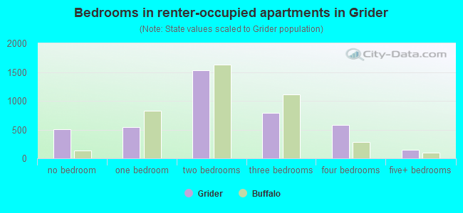 Bedrooms in renter-occupied apartments in Grider