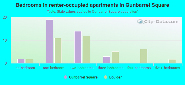 Bedrooms in renter-occupied apartments in Gunbarrel Square
