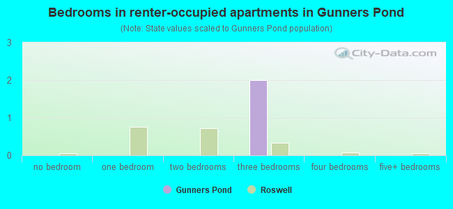 Bedrooms in renter-occupied apartments in Gunners Pond
