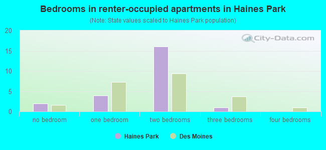 Bedrooms in renter-occupied apartments in Haines Park