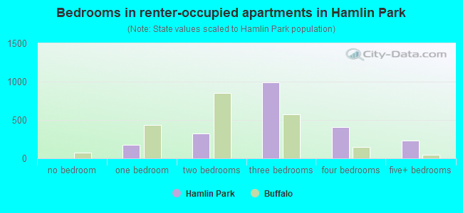 Bedrooms in renter-occupied apartments in Hamlin Park