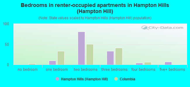 Bedrooms in renter-occupied apartments in Hampton Hills (Hampton Hill)