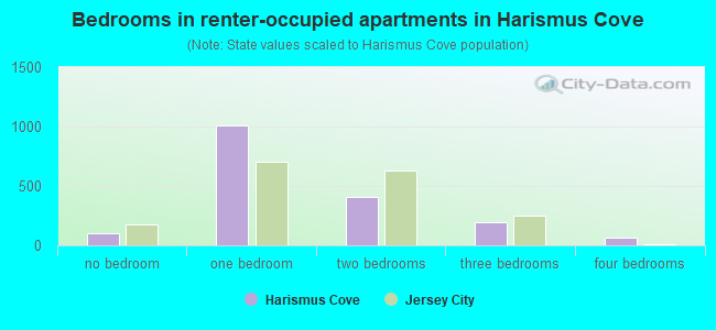 Bedrooms in renter-occupied apartments in Harismus Cove