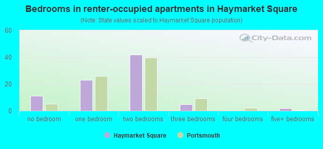 Bedrooms in renter-occupied apartments in Haymarket Square
