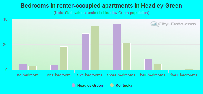 Bedrooms in renter-occupied apartments in Headley Green