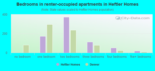 Bedrooms in renter-occupied apartments in Heftler Homes