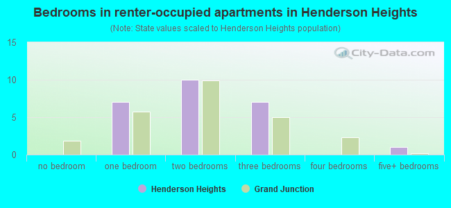 Bedrooms in renter-occupied apartments in Henderson Heights