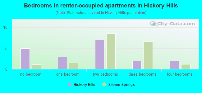 Bedrooms in renter-occupied apartments in Hickory Hills