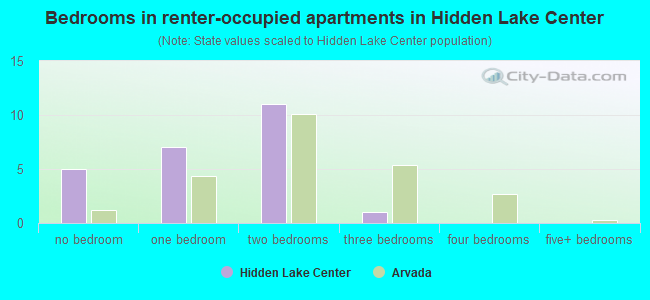 Bedrooms in renter-occupied apartments in Hidden Lake Center