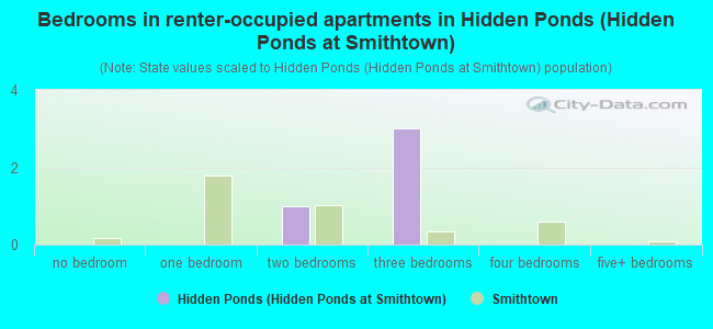 Bedrooms in renter-occupied apartments in Hidden Ponds (Hidden Ponds at Smithtown)