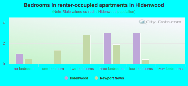 Bedrooms in renter-occupied apartments in Hidenwood