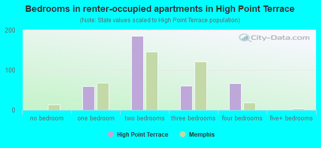 Bedrooms in renter-occupied apartments in High Point Terrace