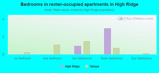 Bedrooms in renter-occupied apartments in High Ridge