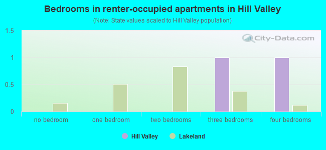 Bedrooms in renter-occupied apartments in Hill Valley