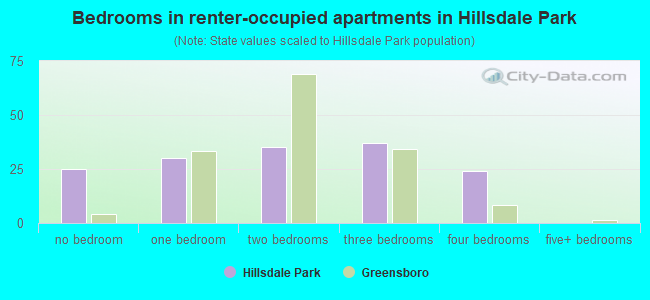 Bedrooms in renter-occupied apartments in Hillsdale Park