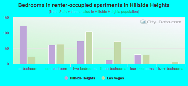 Bedrooms in renter-occupied apartments in Hillside Heights
