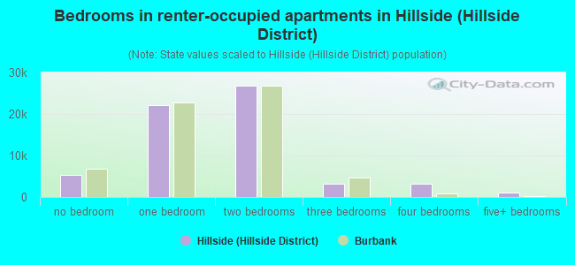 Bedrooms in renter-occupied apartments in Hillside (Hillside District)