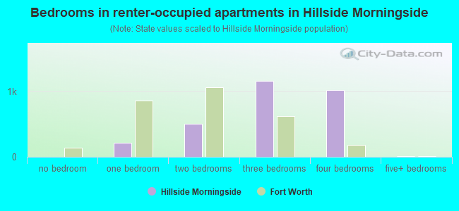 Bedrooms in renter-occupied apartments in Hillside Morningside
