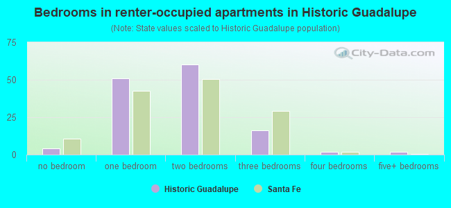 Bedrooms in renter-occupied apartments in Historic Guadalupe