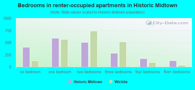 Bedrooms in renter-occupied apartments in Historic Midtown