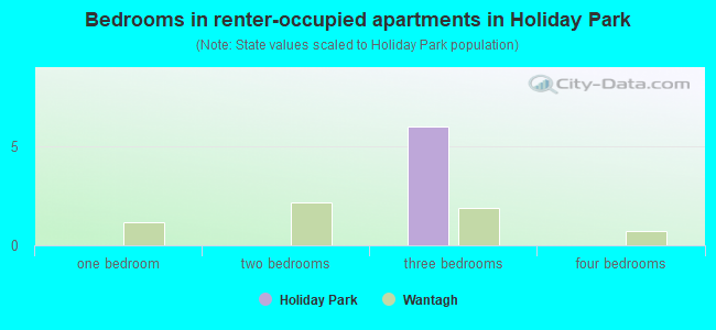 Bedrooms in renter-occupied apartments in Holiday Park