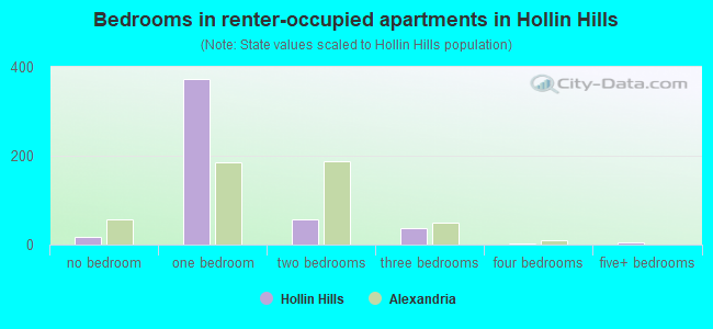 Bedrooms in renter-occupied apartments in Hollin Hills