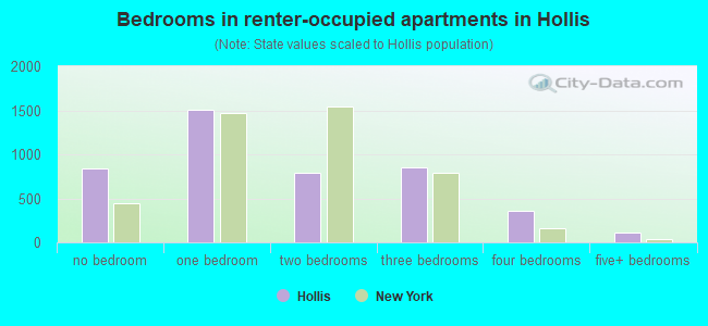 Bedrooms in renter-occupied apartments in Hollis