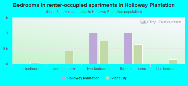 Bedrooms in renter-occupied apartments in Holloway Plantation