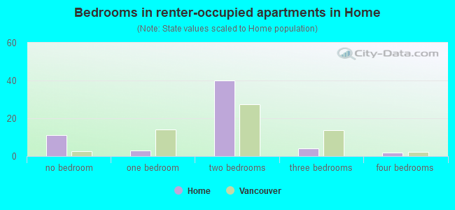 Bedrooms in renter-occupied apartments in Home